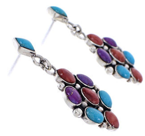 Sterling Silver Jewelry Turquoise Multicolor Post Earrings AW69302