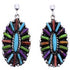Multicolor Genuine Sterling Silver Needlepoint Post Dangle Earrings RX100372