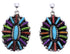 Multicolor Genuine Sterling Silver Needlepoint Post Dangle Earrings RX100372