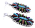 Multicolor Genuine Sterling Silver Needlepoint Post Dangle Earrings RX100372