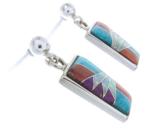 Opal Multicolor Genuine Sterling Silver Post Dangle Earrings AW69875