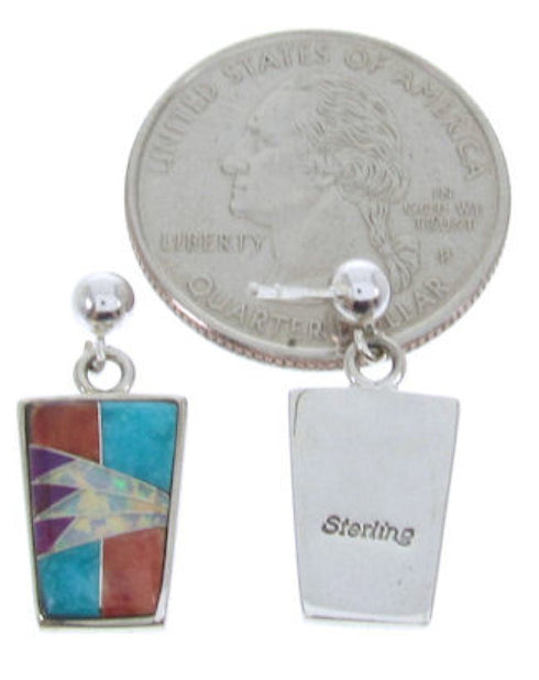 Opal Multicolor Genuine Sterling Silver Post Dangle Earrings AW69875