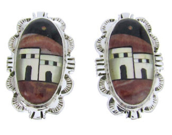Multicolor Sterling Silver Native American Design Earrings YS69769
