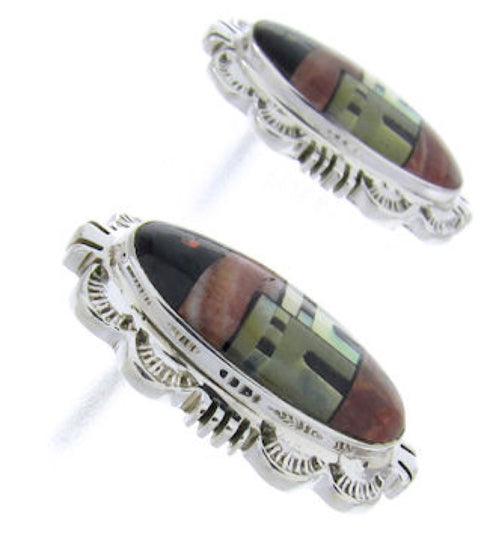 Multicolor Sterling Silver Native American Design Earrings YS69769
