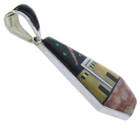 Multicolor Native American Village Design Reversible Pendant YS69788