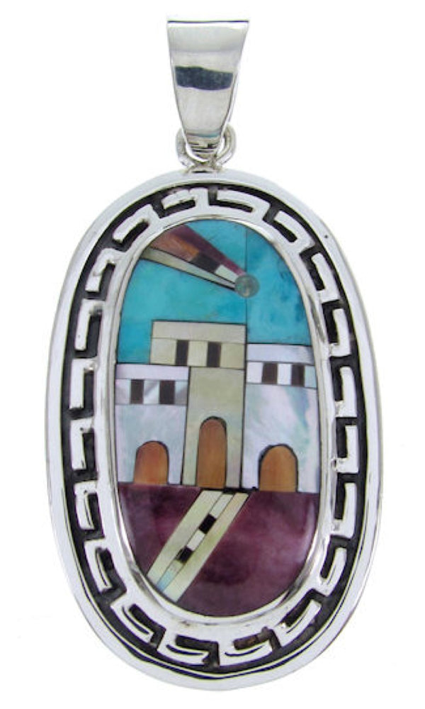 Multicolor Native American Village Design Jewelry Pendant YS69939