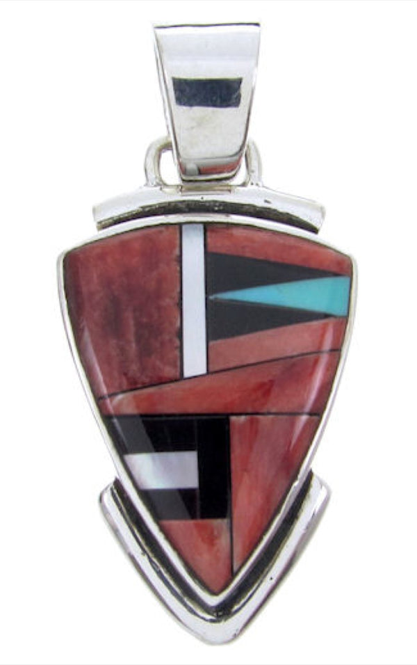 Red Oyster Shell Multicolor Sterling Silver Slide Pendant AW69906