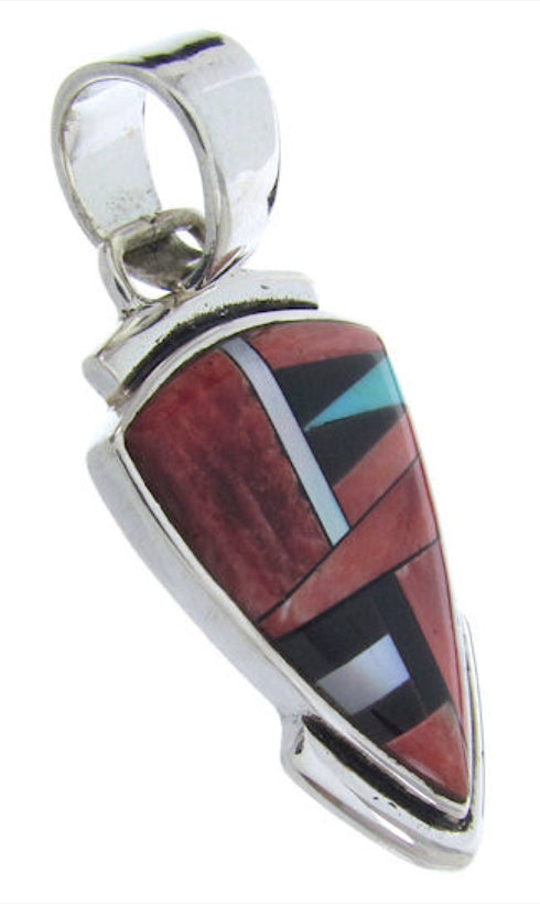 Red Oyster Shell Multicolor Sterling Silver Slide Pendant AW69906