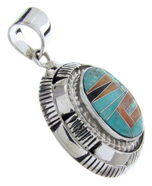 Southwest Silver Multicolor Turquoise Jewelry Pendant AW70028