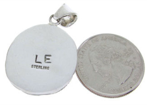 Southwest Turquoise Oyster Shell Multicolor Silver Pendant AW70031