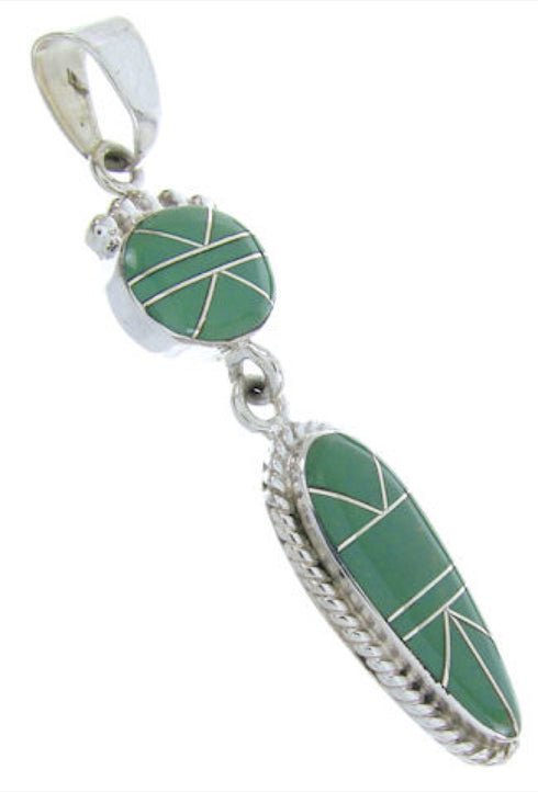 Southwest Inlay Sterling Silver Turquoise Jewelry Pendant AW70424