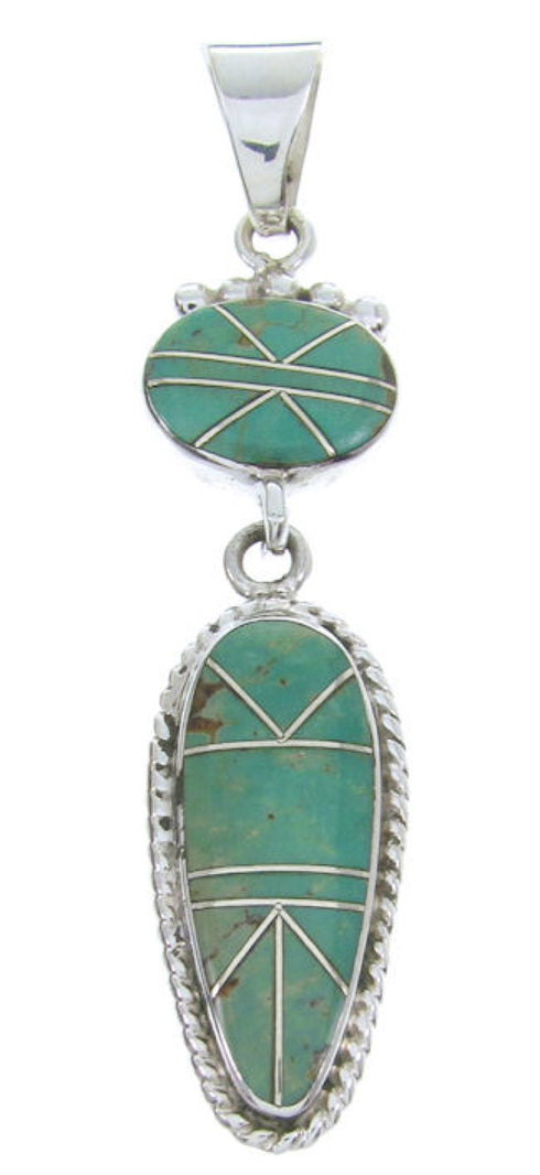 Sterling Silver Jewelry Turquoise Inlay Pendant AW70427