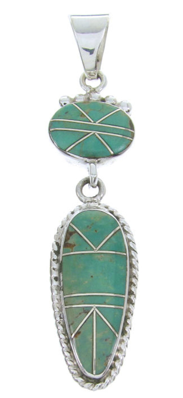 Sterling Silver Jewelry Turquoise Inlay Pendant AW70427