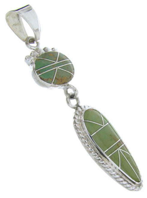 Sterling Silver Southwest Jewelry Inlay Turquoise Pendant AW70428