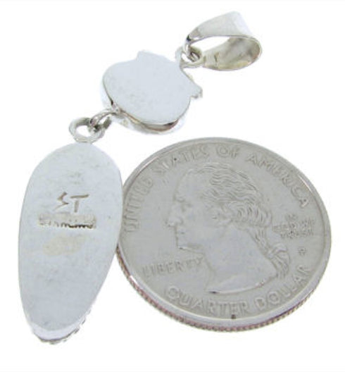 Sterling Silver Southwest Jewelry Inlay Turquoise Pendant AW70428