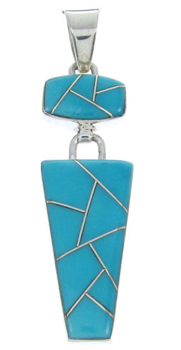 Turquoise Inlay Sterling Silver Jewelry Southwest Pendant AW70417