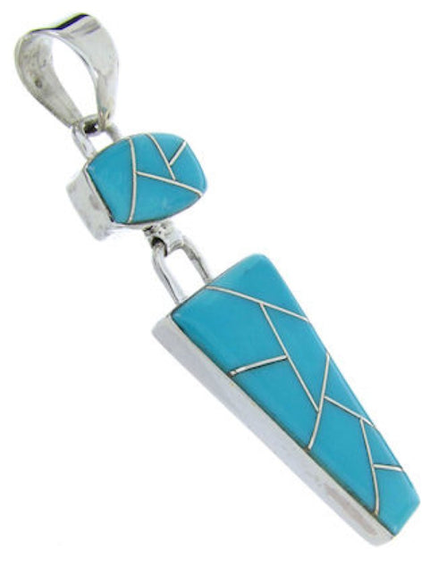 Turquoise Inlay Sterling Silver Jewelry Southwest Pendant AW70417