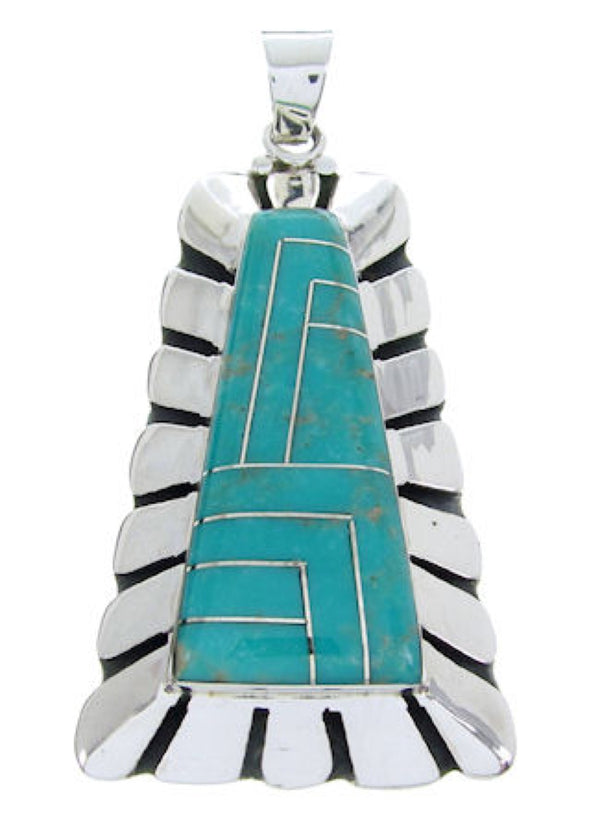 Southwest Turquoise Sterling Silver Slide Pendant AW70405