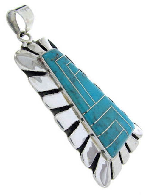 Sterling Silver Southwest Inlay Turquoise Slide Pendant AW70410