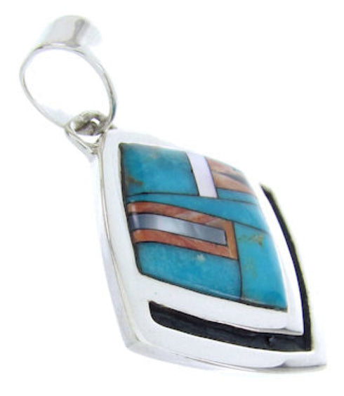 Multicolor Turquoise Oyster Shell Southwestern Slilver Pendant AW70102