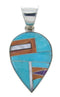 Multicolor Southwest Sterling Silver Turquoise Slide Pendant AW70072