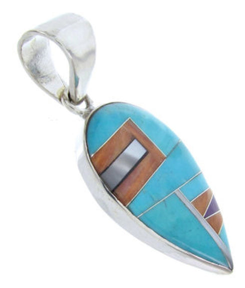 Multicolor Southwest Sterling Silver Turquoise Slide Pendant AW70072