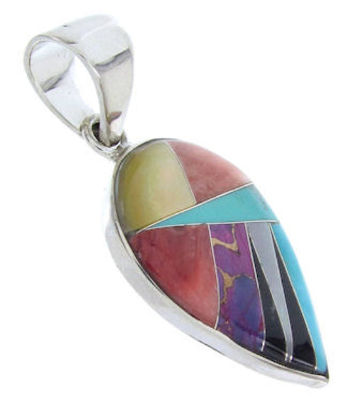 Turquoise Multicolor Southwest Sterling Silver Slide Pendant AW70083