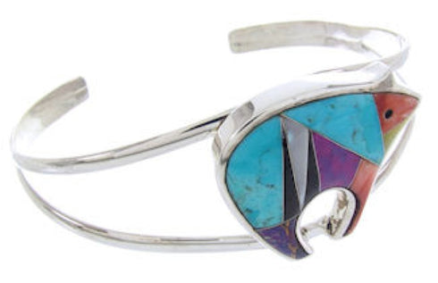 Multicolor Inlay Silver Jewelry Bear Cuff Bracelet BW70024