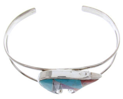 Multicolor Inlay Silver Jewelry Bear Cuff Bracelet BW70024