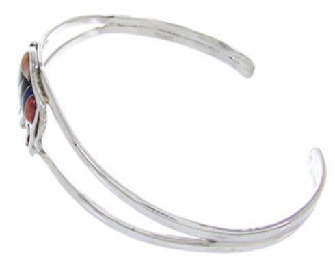 Sterling Silver Jewelry Multicolor Inlay Buffalo Cuff Bracelet BW70027