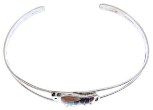 Sterling Silver Jewelry Multicolor Inlay Buffalo Cuff Bracelet BW70027