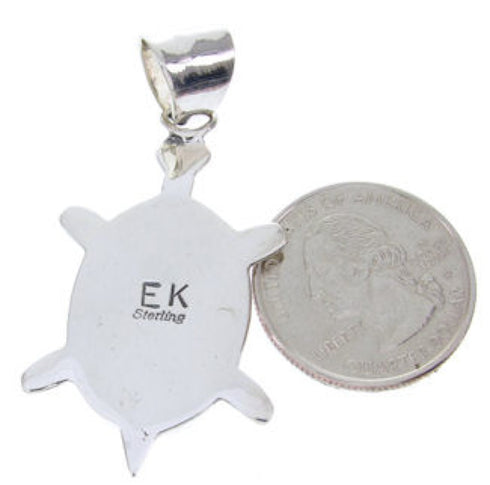 Sterling Silver Turtle Inlay Southwestern Multicolor Pendant AW70141