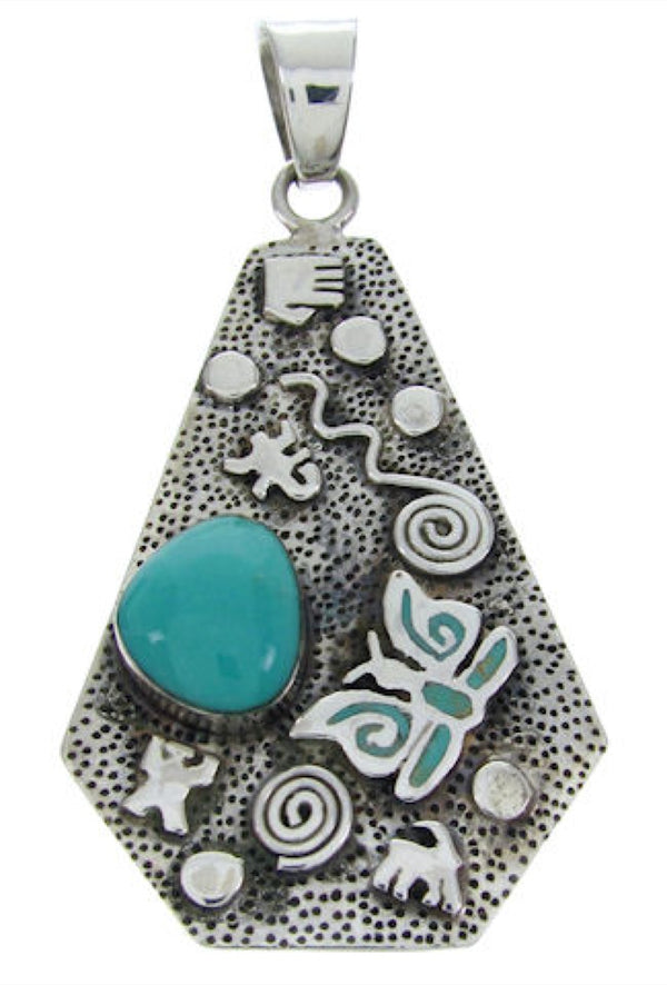 Southwest Turquoise Hand And Butterfly Pendant YS70199