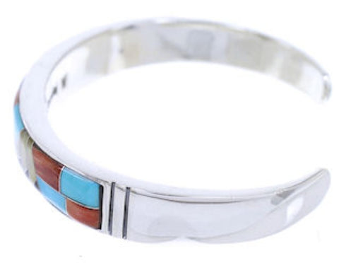 Sterling Silver Jewelry Multicolor Inlay Cuff Bracelet BW70384