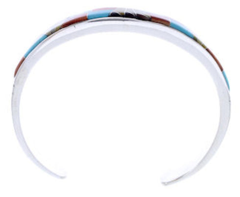 Sterling Silver Jewelry Multicolor Inlay Cuff Bracelet BW70384