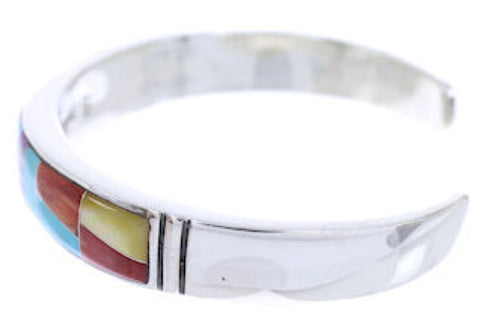 Turquoise Multicolor Inlay Silver Cuff Bracelet BW70386