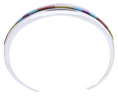 Turquoise Multicolor Inlay Silver Cuff Bracelet BW70386