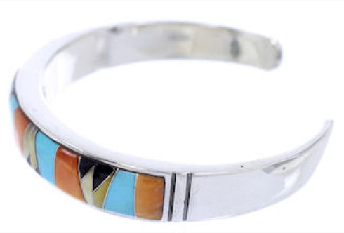 Genuine Sterling Silver Multicolor Inlay Cuff Bracelet BW70389