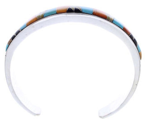 Genuine Sterling Silver Multicolor Inlay Cuff Bracelet BW70389