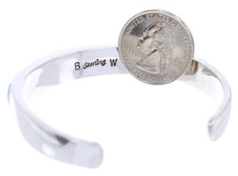 Genuine Sterling Silver Multicolor Inlay Cuff Bracelet BW70389