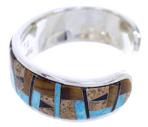 Multicolor Inlay Genuine Sterling Silver Cuff Bracelet Jewelry BW70407