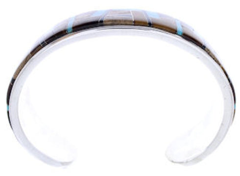 Multicolor Inlay Genuine Sterling Silver Cuff Bracelet Jewelry BW70407