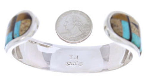 Multicolor Inlay Genuine Sterling Silver Cuff Bracelet Jewelry BW70407