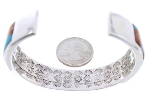 Sterling Silver Jewelry Multicolor Inlay Cuff Bracelet BW70430