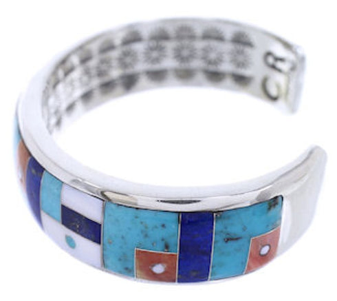 Sterling Silver And Multicolor Inlay Cuff Bracelet BW70435