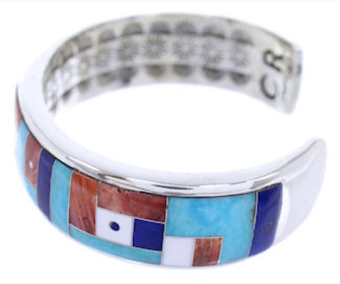 Turquoise And Multicolor Inlay Silver Cuff Bracelet BW70440