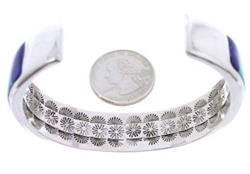 Turquoise And Multicolor Inlay Silver Cuff Bracelet BW70440