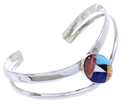 Multicolor Inlay Sterling Silver Cuff Bracelet Jewelry BW70456