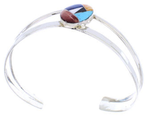 Multicolor Inlay Sterling Silver Cuff Bracelet Jewelry BW70456