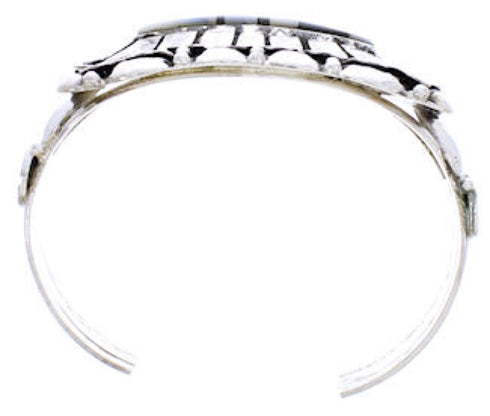 Jet And Mother Of Pearl Inlay Southwest Silver Cuff Bracelet BW70497